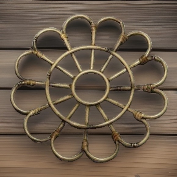 Other - Flower Metal Rattan Style Flower Vintage Decor 60's/70s Groovy Retro MCM Mid Mod